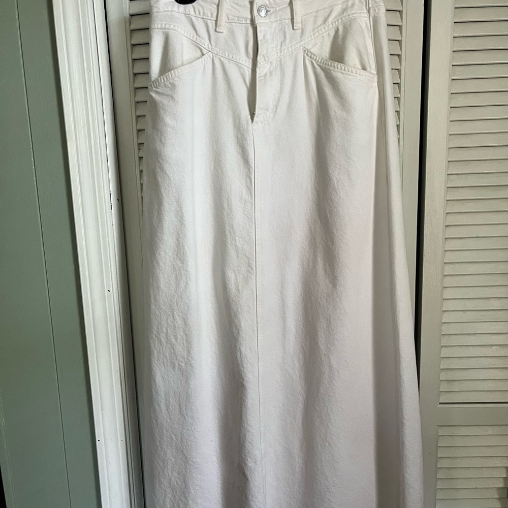 We The Free white denim maxi skirt.